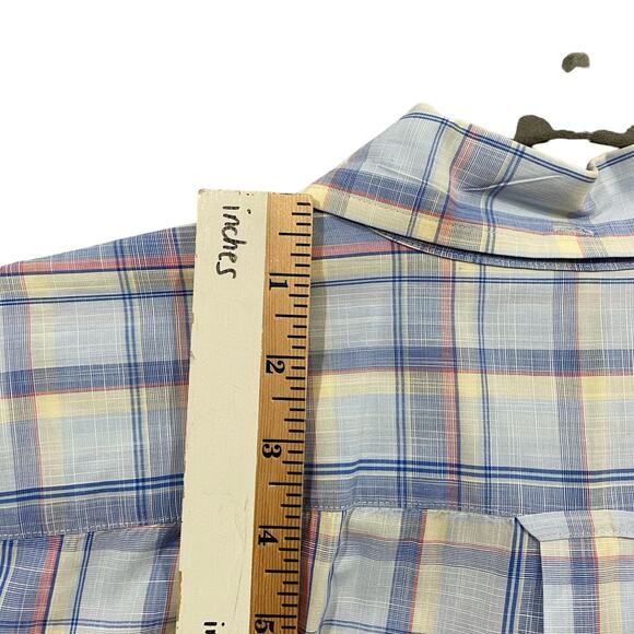 Faconnable Plaid Blue Short Sleeves Button Down Shirt Mens XL - Picture 3 of 8